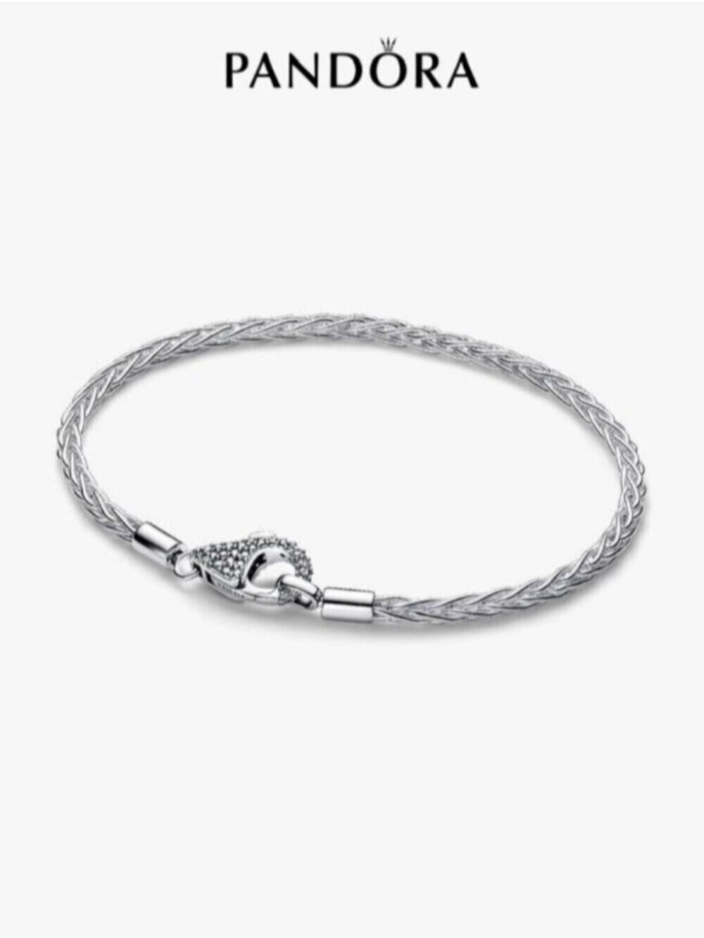 Pandora Pavé Clasp Foxtail Chain Charm Bracelet